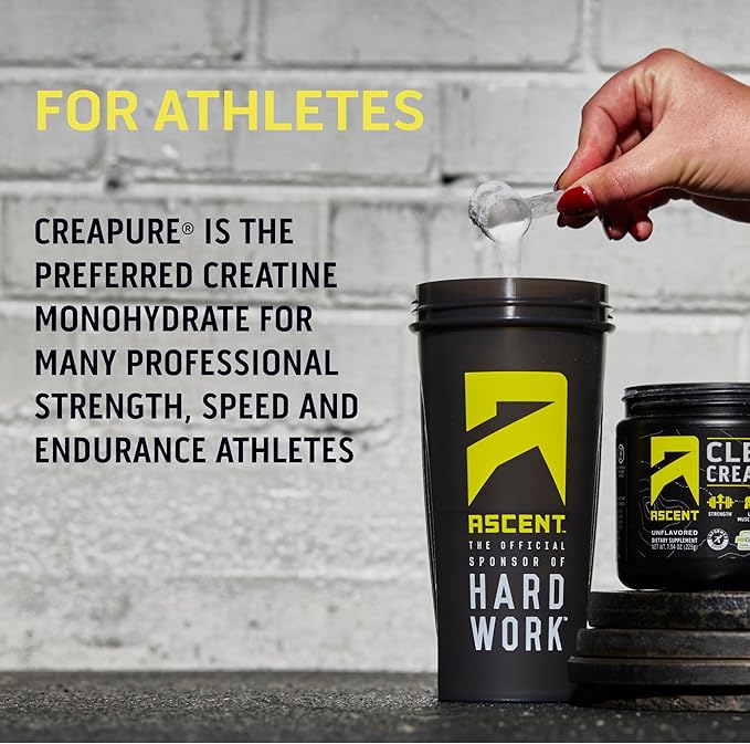 Ascent Clean Creatine Monohydrate Powder - 5G Per Serving, Creapure Creatine Supplement - Unflavored, 45 Servings