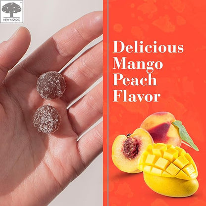 NEW NORDIC Ashwagandha Gummies, 300 mg Ashwagandha Root Extract, Sugar Free, Adaptogens for Men and Women, Delicious Mango Peach, 60 Gummies
