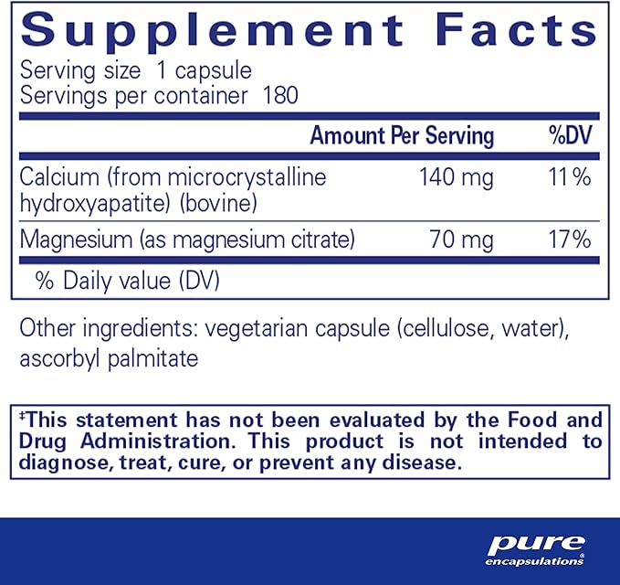 Pure Encapsulations Calcium MCHA with Magnesium | Hypoallergenic Dietary Supplement for Bone Support | 180 Capsules