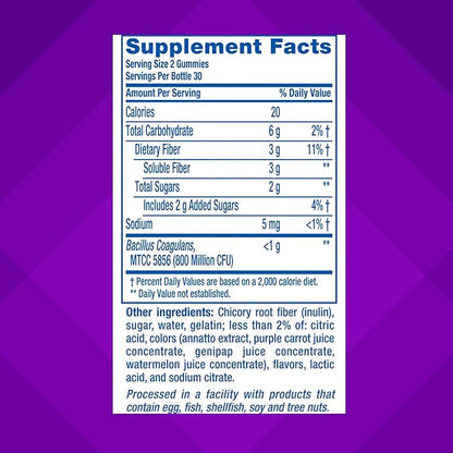 Vitafusion Fiber Well + Probiotics Gummies for Adults – 3g Fiber per Serving for Digestive Health and Probiotics*, 60 Count