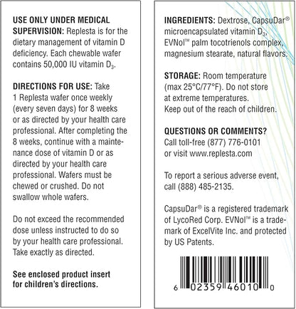 50,000 IU Vitamin D3 Cholecalciferol, for Vitamin D Deficiency, Once-Weekly Chewable Wafer, Non-GMO, Natural Orange Flavor, 8 Count (Pack of 1)