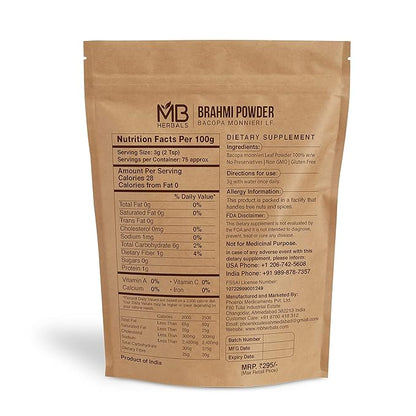 MB Herbals Pure Brahmi Powder 227g | Half Pound | Bacopa Powder | Hair Care