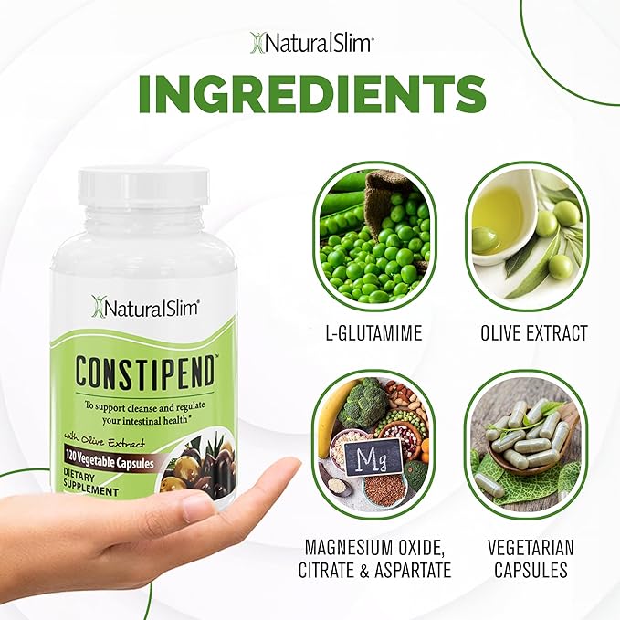 NaturalSlim Magnesium Oxide - Constipend for Constipation Relief, Colon Cleanser & Stool Softeners for Women & Men with Magnesium Citrate, Aspartate, & Olive Extract - 120 Vegetable Capsules 2 Pack
