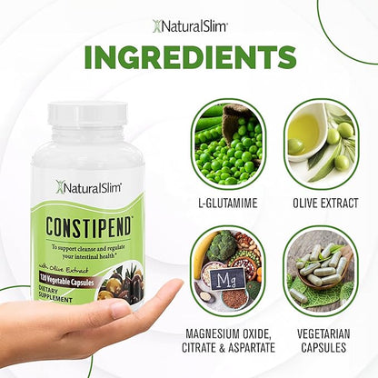 NaturalSlim Magnesium Oxide - Constipend for Constipation Relief, Colon Cleanser & Stool Softeners for Women & Men with Magnesium Citrate, Aspartate, & Olive Extract - 120 Vegetable Capsules 3 Pack