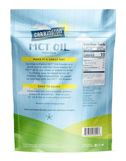 Carrington Farms – Organic MCT Oil Powder – Gluten Free, Hexane Free – NON GMO – Keto Friendly and Dairy Free