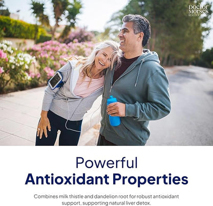Doctor Morse Milk Thistle Supplement 25:1 Extract 600mg Equivalent to 15000mg, Liver Detox Support 4:1 Extract 300mg Equivalent to 1200mg Dandelion Root - FDA Certified Ultra Potent Formula - 60 Caps