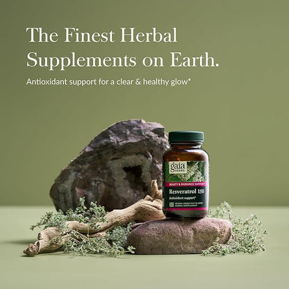 Gaia Herbs Resveratrol 150 - Beauty & Radiance Antioxidant Support Supplement - Made with Japanese Knotweed - Contains 150 mg Trans-Resveratrol per Serving - 50 Liquid Phyto-Capsules (25-Day Supply)