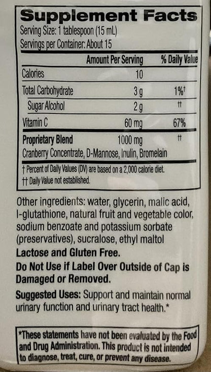 Cystex UTI Prebiotic Cranberry Liquid, Urinary Tract Support with D-Mannose, Vitamin C, and Bromelain, 7.6 FL OZ (Pack of 6)