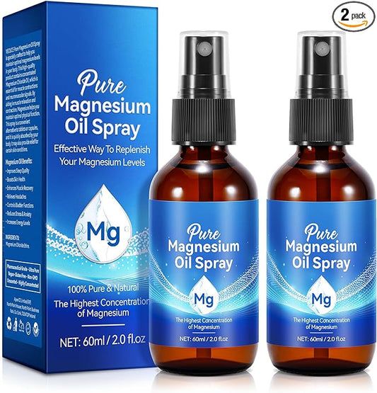 Pure Magnesium Oil Spray,Topical Magnesium Oil Spray-Made with Concentrated Pure Magnesium Chloride Oil 4 fl oz