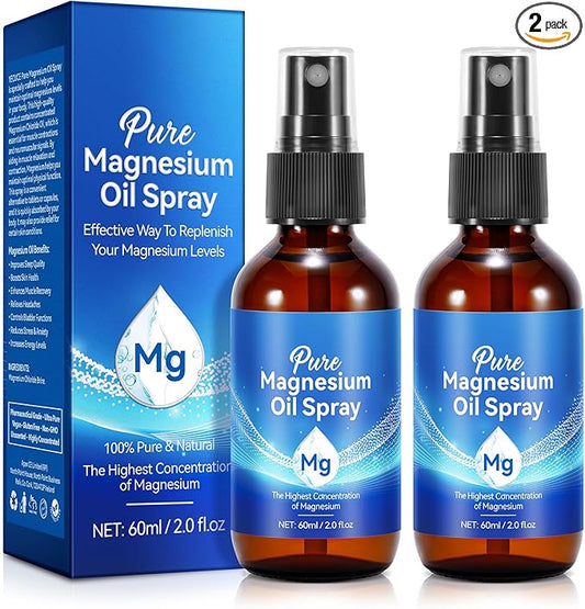 Pure Magnesium Oil Spray - Organic Magnesium Sprays for Feet & Body Magnesium Chloride Oil Spray for Relaxing Rejuvenating Muscles- 2PCS