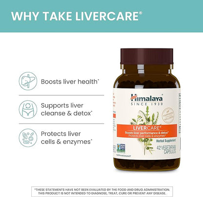 Himalaya LiverCare Herbal Supplement, Liver Cleanse Formula, Liver Support, Bile Production, Eliminates Waste, Vegan, Non-GMO, Herbal Blend Formula, 375 mg, 180 Capsules, 2 Pack, 180 Day Supply