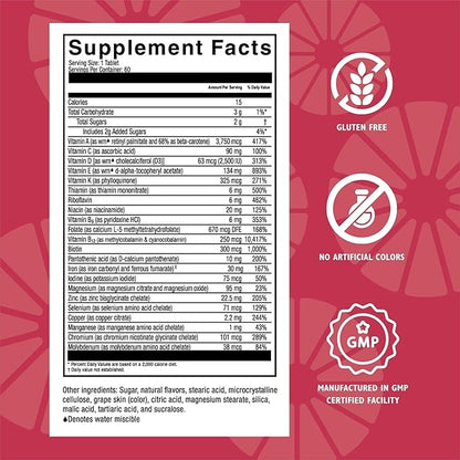 Celebrate Vitamins Multi ADEK Chewables, 60mg Iron - Daily Bariatric Multivitamin, Vitamins A, D, E, K & B12 for Duodenal Switch Surgery Patients - Grape (60 Tablets)