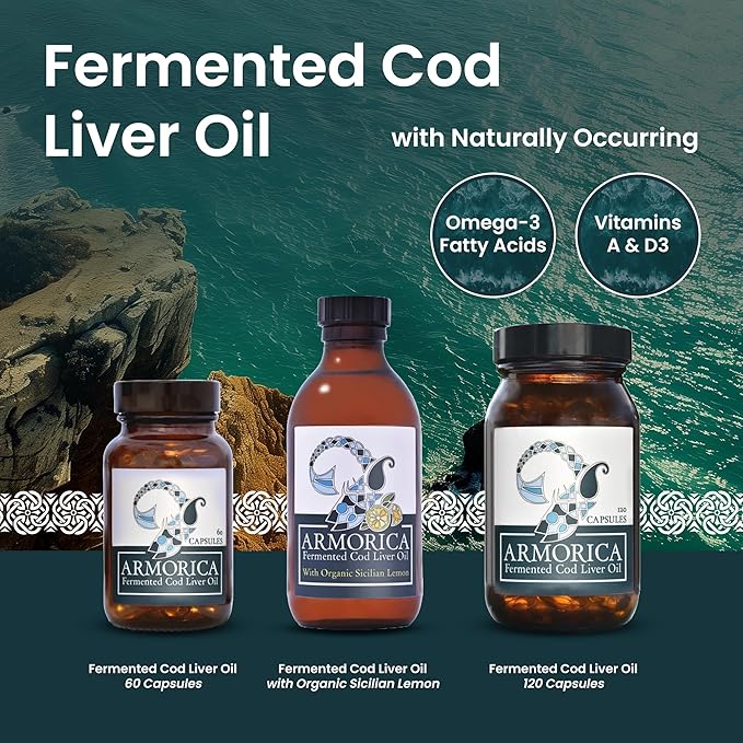 Fermented Cod Liver Oil - Cold Processed, Lacto-Fermented & Raw Cod Liver Oil - Made Exclusively with Atlantic Cod (Unflavoured, 120 Capsules)