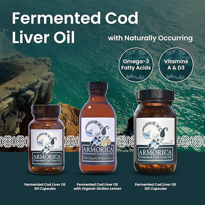 Fermented Cod Liver Oil - Cold Processed, Lacto-Fermented & Raw Cod Liver Oil - Made Exclusively with Atlantic Cod (Unflavoured, 120 Capsules)