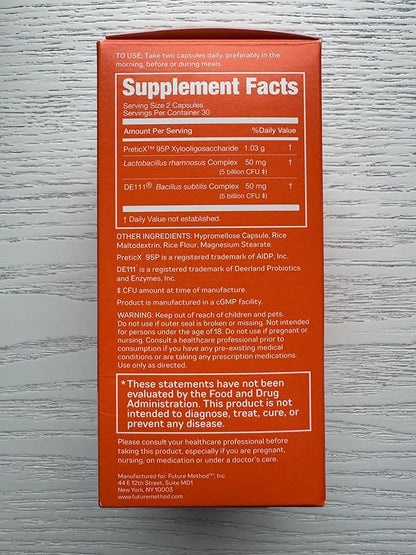 FUTURE METHOD Fiber Blend with Acacia & Psyllium Husk (60ct) and Synbiotic Probiotic + Prebiotic Complex (60ct) – Gut-Friendly Daily Support