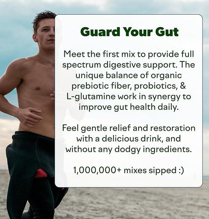 Feel Goods Gut Guardian, Organic Fiber, Probiotic & Prebiotic Powder, Sugar Free, Herbs for Bloat, Gut Health Support, Digestive Health for Men & Women, Non GMO, Vegan, Strawberry Kiwi, 15 Count
