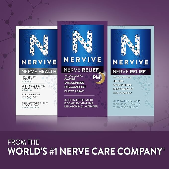 Nervive Nerve Relief PM, Alpha Lipoic Acid, Vitamin B12, B6, B1, 30 Tablets (Packaging May Vary)