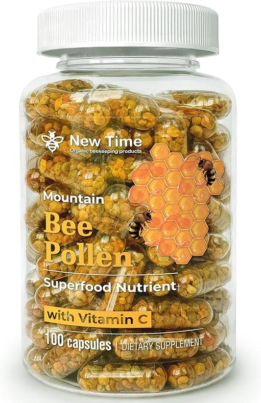 Bee Pollen Capsules – Organic Supplement for Energy, Vitality, Wellness, Rich in Vitamins, Immune Support & Nutrient Boost, Premium for Men & Women, 100% Pure & Natural for Breast Growth