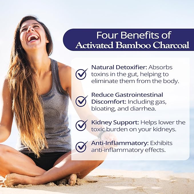 Dr. Tennant's Activated Bamboo Charcoal | Coconut-Free Detox Supplement | Supports GI Tract Cleansing & Digestive Health | Cleaner Alternative to Standard Charcoals | 90 Capsules