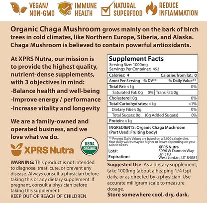 XPRS Nutra Separated Size 000 Capsules (1000 Count) with Chaga Powder (16 Ounce) Bundle