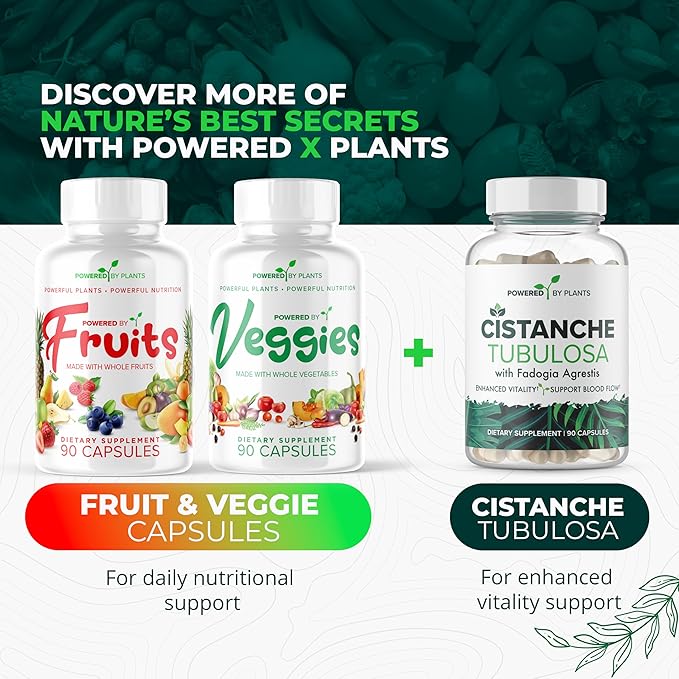 Daily Fruits and Veggies Supplement - 360 Capsules for 60 Days, Non GMO & Gluten Free Superfood with Natural Vitamins - Powered by Plants, 4-Pack