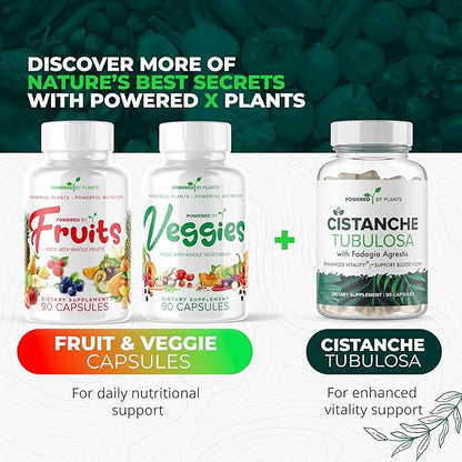 Daily Fruits and Veggies Supplement - 360 Capsules for 60 Days, Non GMO & Gluten Free Superfood with Natural Vitamins - Powered by Plants, 4-Pack