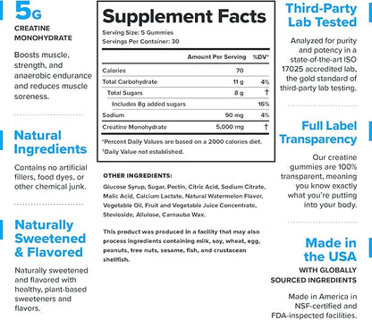 LEGION Creatine Monohydrate Gummies - Clean Creatine Chewables for Muscle Gain, Improving Endurance & Post Workout Recovery - Creatine Supplement for Maximum Absorption (150 Sour Watermelon Gummies)