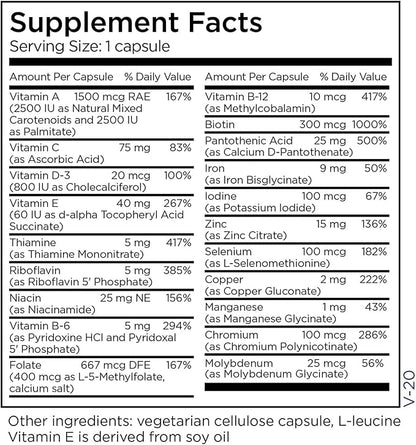 Metabolic Maintenance Little One - Children's Multivitamin with Iron, Kids 6-12 yrs - Active B Vitamins, Minerals + Vitamin D for Immune + Bone Health (90 Small Sized Capsules)