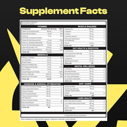 Multivitamins for Men - All in One Pack for Energy and Focus, Mens Vitamins for Mental Performance and Health, Packed with Tongkat Ali, Shilijit, Vitamin C, B3, B1, A, B12, 30 Pk