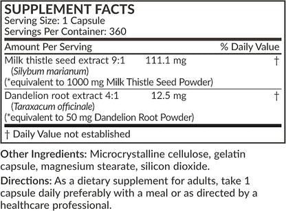 Futurebiotics Milk Thistle Silymarin Marianum & Dandelion Root Liver Health Support, Antioxidant Support, Detox, 360 Capsules