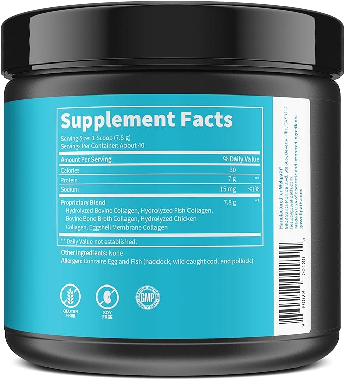 WellPath Renew Multi Collagen Protein Powder for Women | Complex Supplement - Hydrolyzed Grass-Fed Bovine, Marine, & Chicken Sources Collagen Peptides | Types I, II, III, V, X | 11 oz