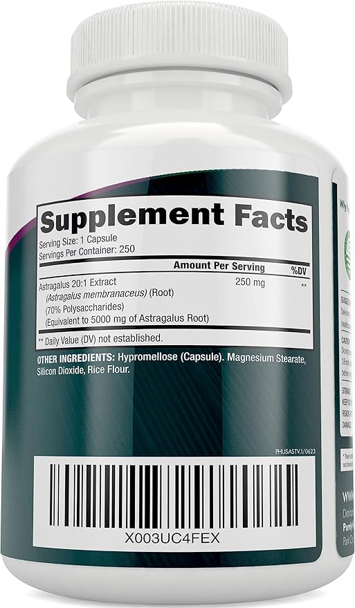 Astragalus Capsules 5,000 mg - 250 Capsules, 8+ Month Supply - Superior Strength Astragalus Root Extract 20:1 - Non GMO, Vegetarian & Vegan Friendly - Supports the Immune System & Cardiovascular