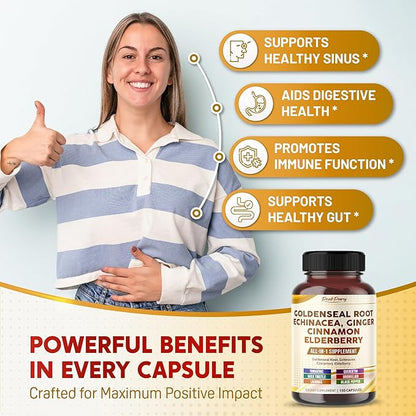 Goldenseal Root Echinacea Cinnamon Elderberry - All-in-1 Supplement - Made in USA