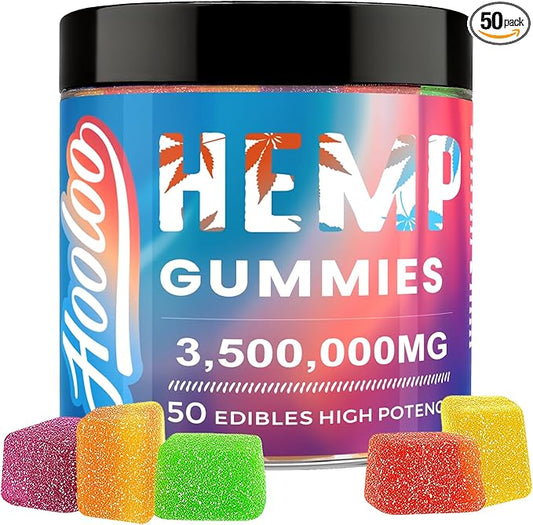 Hemp Gummies for Adults 6 Fruity Flavors for Deep Bedtime, Relax, Infused Vitamins and Omega 3, Made in USA