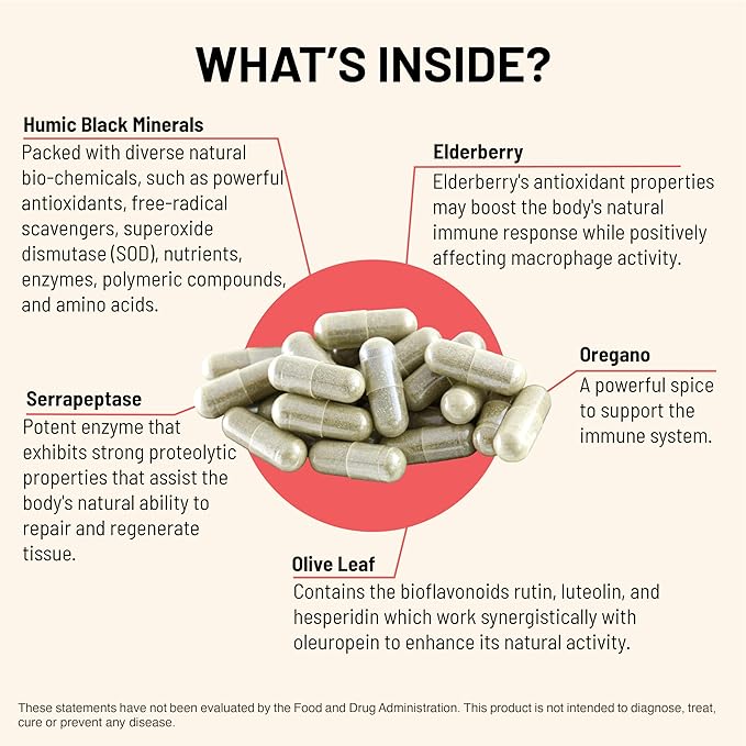 Mountain Peak Nutritionals Immuni-V - Immune System & Whole Body Support Supplement - Natural Antioxidant Booster with Humic Acid, Olive Extract, & Elderberry (60 Vegetarian Capsules)