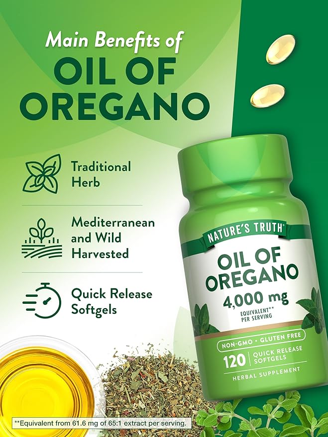 Nature's Truth Oil of Oregano Softgels | 4000 mg | 120 Count | Non-GMO & Gluten Free Herbal Supplement