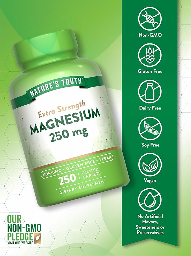 Nature's Truth Magnesium Supplement | 250 mg | 250 Count | Vegan, Non-GMO & Gluten Free | Magnesium Oxide