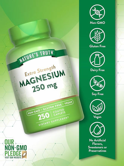 Nature's Truth Magnesium Supplement | 250 mg | 250 Count | Vegan, Non-GMO & Gluten Free | Magnesium Oxide