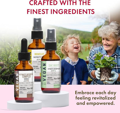 Digestive Harmony Bundle Liquid Vitamin Trio Mushroom Complex Lions Mane, Reishi, Maitake & Chaga, Zinc Picolinate & Bromelain | Non-GMO | Gluten Free | Sugar Free | 2 Fl Oz | 240 Days Supply