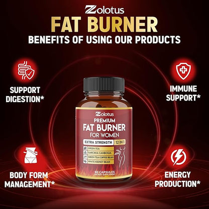 Premium Weight Loss Pills for Women, The Best Fat Burners for Women and Men, Energy Pills, High Potency with Green Tea Extract 98%, 2 Months Supply