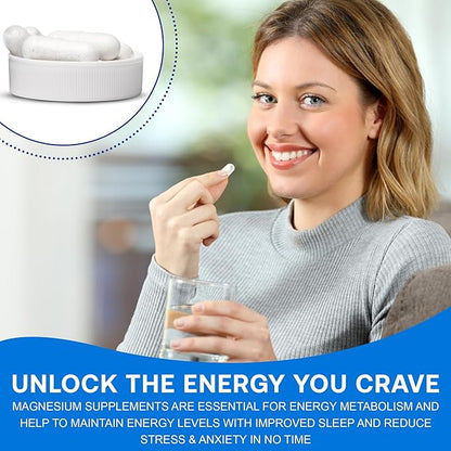 Magnesium Complex Supplement 500mg for Men & Women - Magnesium Glycinate & Oxide for Better Sleep, Muscle, & Heart Health, Formulated in USA, 60 Capsules (Pack of 1)