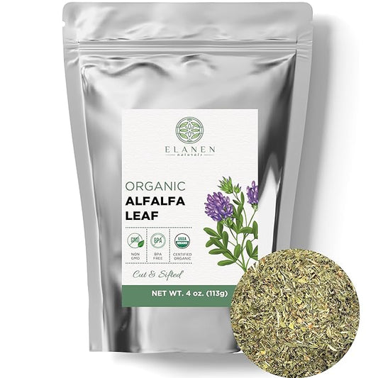 Organic Alfalfa Leaf 4 oz. (113g), USDA Certified Organic Alfalfa Herb Loose Tea, Medicago Sativa, Cut & Sifted