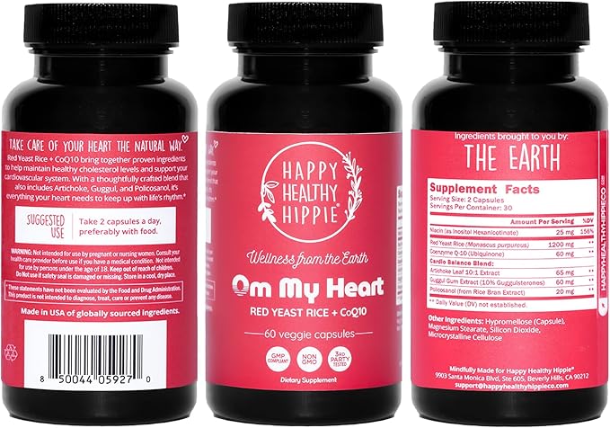 Red Yeast Rice with CoQ10 Supplement 1200 mg - Supports Cholesterol Balance, Heart Health & Circulation - Antioxidant Support with Coenzyme Q10 - Non-GMO, Vegan, 60 Ct