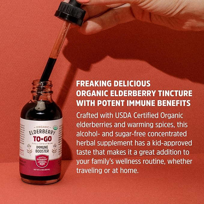 Herbal Supplement Starter Set – A 16oz Bottle of Elderberry Syrup with Maple & a 2oz Bottle of Elderberry to-Go Immune Booster Made from Only Organic Ingredients in The USA