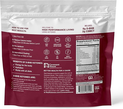 Real Ketones MCT & BHB Exogenous Ketones Drink Mix Packets Elevate Keto Electrolytes Powder Packets No Sugar with 4 Main Electrolytes Plus Hydrating Proprietary Keto BHB (30 Pack, Mixed Berry)