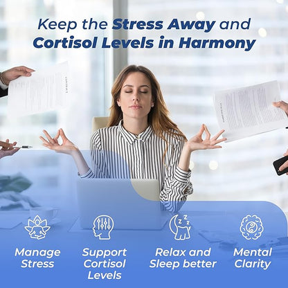 PUREHEALTH RESEARCH Cortisol Reducer & Stress Relief Supplement - Lower Cortisol Supplements for Better and Sleep with Ashwagandha, L-Theanine and Lemon Balm - Cortisol Health Manager, 1 Bottle