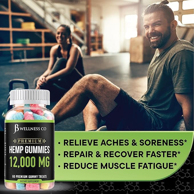 [2-Pack] – Hemp Gummies Premium 12,000 – Inflammation – Vitamins & Omega 3,6,9 – Made in The USA (120 Count) – [2-Pack]