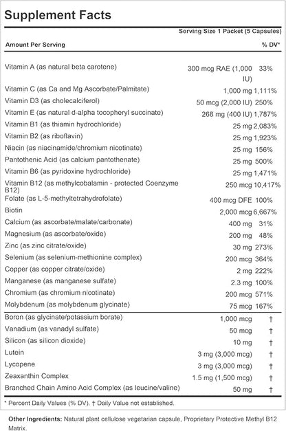 ANDREW LESSMAN Multivitamin - Women's Complete 120 Packets - High Potencies of 30+ Nutrients, Essential Vitamins, Minerals, Carotenoids. Small Easy-to-Swallow. No Binders, No Fillers, No Additives