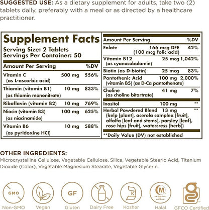 Solgar B-Complex with Vitamin C Stress Formula, 100 Tablets