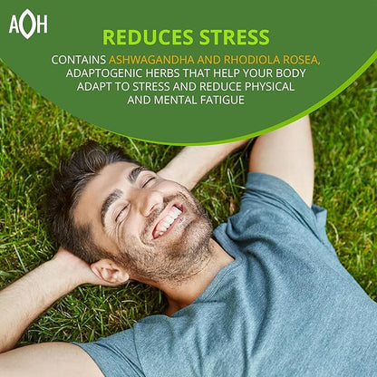 Energy Supplement Caffeine Free - Adaptogen Blend with Ashwagandha, Rhodiola Rosea, Maca, Leuzea, Gingseng - Increases Energy, Natural Stress Relief, Focus and Vitality (180 Capsules)